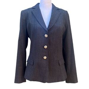 Elie Tahari Women's Navy Pinstripe Blazer with Silver Buttons | Size Small
